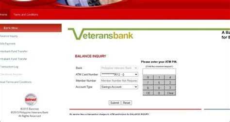 veterans bank online balance inquiry